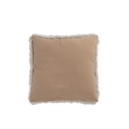 Coussin avec mini-miroirs et franges en jute naturel L46cm - Coussin d'extérieur