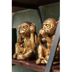 Set de 3 singes de la sagesse en résine or 19.5x16.5x23 cm