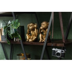 Set de 3 singes de la sagesse en résine or 19.5x16.5x23 cm