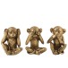 Set de 3 singes de la sagesse en résine or 19.5x16.5x23 cm Set de 3 singes de la sagesse en résine or 19.5x16.5x23 cm