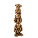Monos de la sabiduría en resina dorada de 10x10x32.5 cm