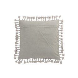 Coussin carré style marocain avec floches en velours gris 45x45cm
