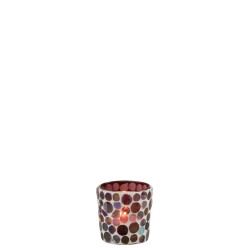 Photophore en verre Bordeaux 6x6x6 cm