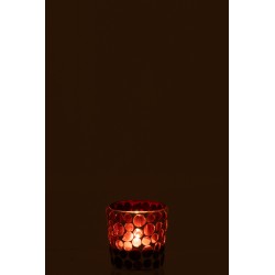 Photophore en verre Bordeaux 6x6x6 cm