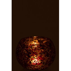 PHOTOPHORE MOSAIQUES VERRE ROUGE/JAUNE
