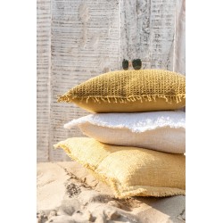 Coussin uni tissé en coton blanc 45x45cm
