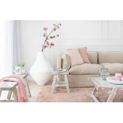 Coussin gaufré en coton rose clair 50x50cm