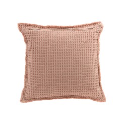 Coussin gaufré en coton rose clair 50x50cm