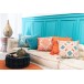 Coussin carré avec coin floches en coton turquoise 46x46cm Coussin carré avec coin floches en coton turquoise 46x46cm