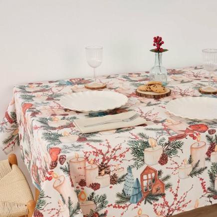 Nappe enduite antitache Mauré Christmas 140 x 140 cm
