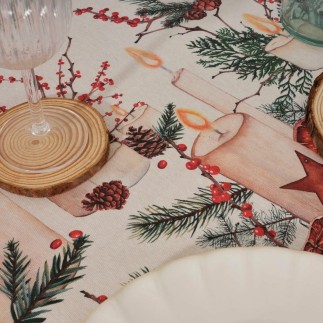 Nappe enduite antitache Mauré Christmas 140 x 140 cm