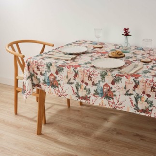 Nappe enduite antitache Mauré Christmas 140 x 140 cm