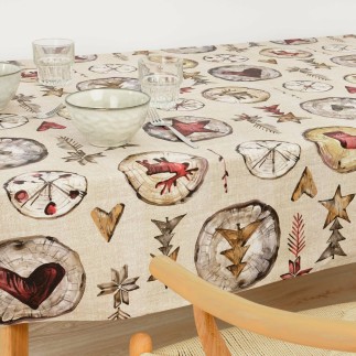 Nappe enduite antitache Mauré Wooden Christmas 100 x 140 cm