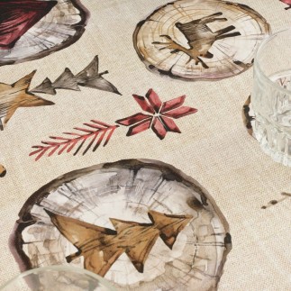 Nappe enduite antitache Mauré Wooden Christmas 100 x 140 cm
