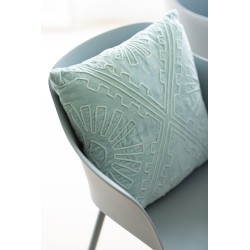 Coussin carré avec motif aztèque en coton bleu clair 45x45cm