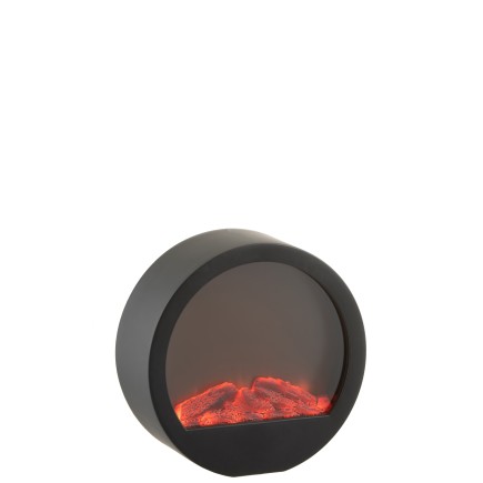 Cheminée décorative à led ronde en plastique noir 35x13x35cm