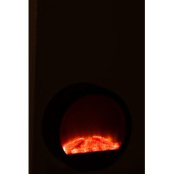 Cheminée décorative à led ronde en plastique noir 35x13x35cm