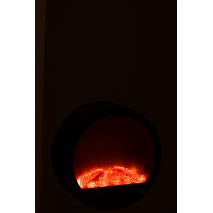 Cheminée décorative à led ronde en plastique noir 35x13x35cm