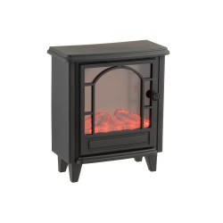 Chimenea decorativa de plástico negro con luces LED de 35x17x40cm