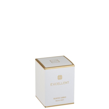 Vela perfumada de 50 horas en un frasco de vidrio dorado de 9x9x12 cm