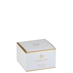 Vela perfumada de 40 horas en un frasco de vidrio dorado de 14x14x9.5 cm