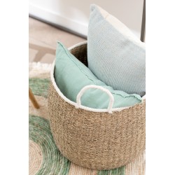 Coussin rectangulaire uni en coton menthe 60x40cm