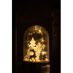 CAMPANA INVIERNO ARBOLES + CIERVO LED ACRILICO BLANCO
