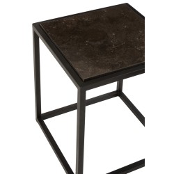 Set de 2 tables gigognes en métal noir 39x39x46 cm