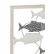 Decoration Murale Poisson Nage Metal/Bois Blanc/Gris H 3 cm