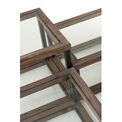 Set De 4 Table De Salon Bois/Verre Marron