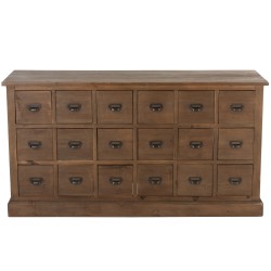 Commode 18 tiroirs en bois marron 160x49.5x85 cm