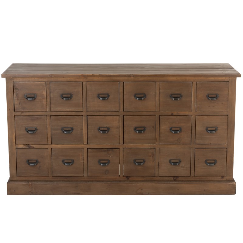 Commode 18 tiroirs en bois marron 160x49.5x85 cm