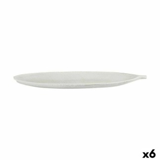 Bandeja Blanco Madera MDF Hoja de planta 49 x 2,7 x 17,3 cm Decoración (6 Unidades)