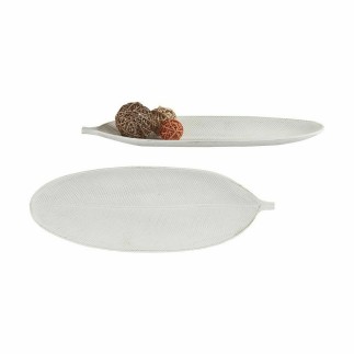 Plateau Décoration Feuille d'une plante Blanc 49 x 2,7 x 17,3 cm (6 Unités)