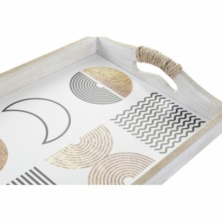 Jeux de plateaux DKD Home Decor Noir Doré MDF Blanc (40 x 30 x 6 cm) (2 Unités)