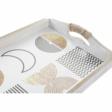 Jeux de plateaux DKD Home Decor Noir Doré MDF Blanc (40 x 30 x 6 cm) (2 Unités)
