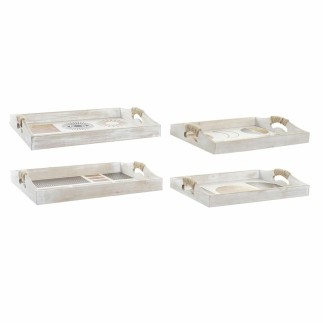 Jeux de plateaux DKD Home Decor Noir Doré MDF Blanc (40 x 30 x 6 cm) (2 Unités)