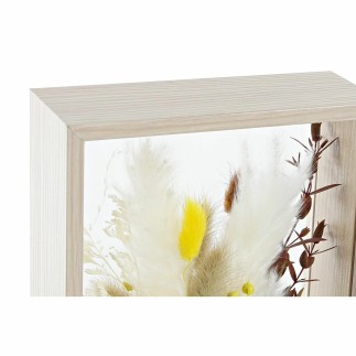 Fleur décorative DKD Home Decor Beige Vert Jaune Fleurs Bois MDF (16 x 6 x 21 cm) (2 Unités)