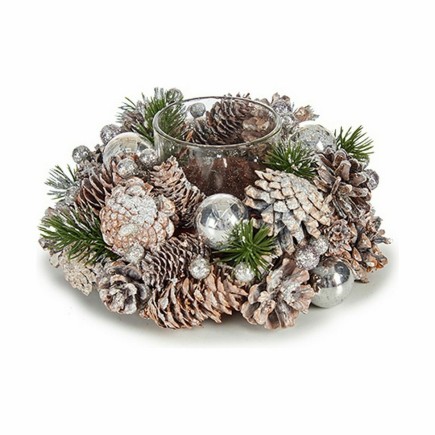 Bougeoirs de Noël blancTransparent argenté 19x9x19cm - Lot de 4