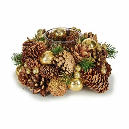 Bougeoirs de Noël  marron Transparent doré 19x9x19cm - Lot de 4