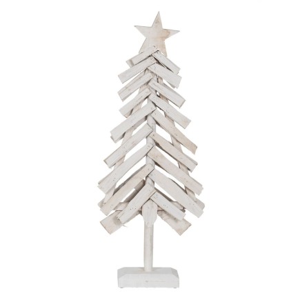 Albero di Natale bianco in legno di paulownia 34 x 11 x 90 cm