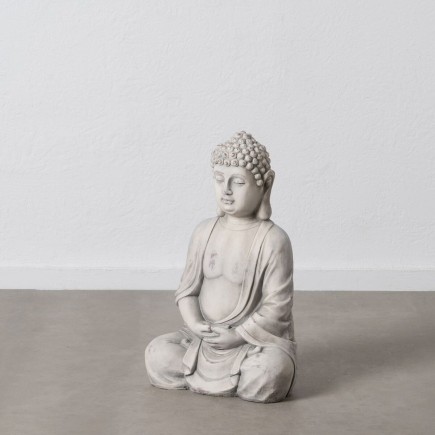 Sculpture Buda Gris Ethnique 44,5 x 28 x 70,5 cm