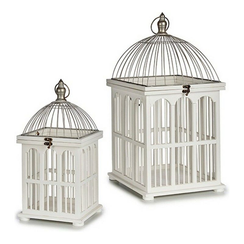 Cage Blanc Bois (2 Pièces) (30 x 60 x 30 cm)