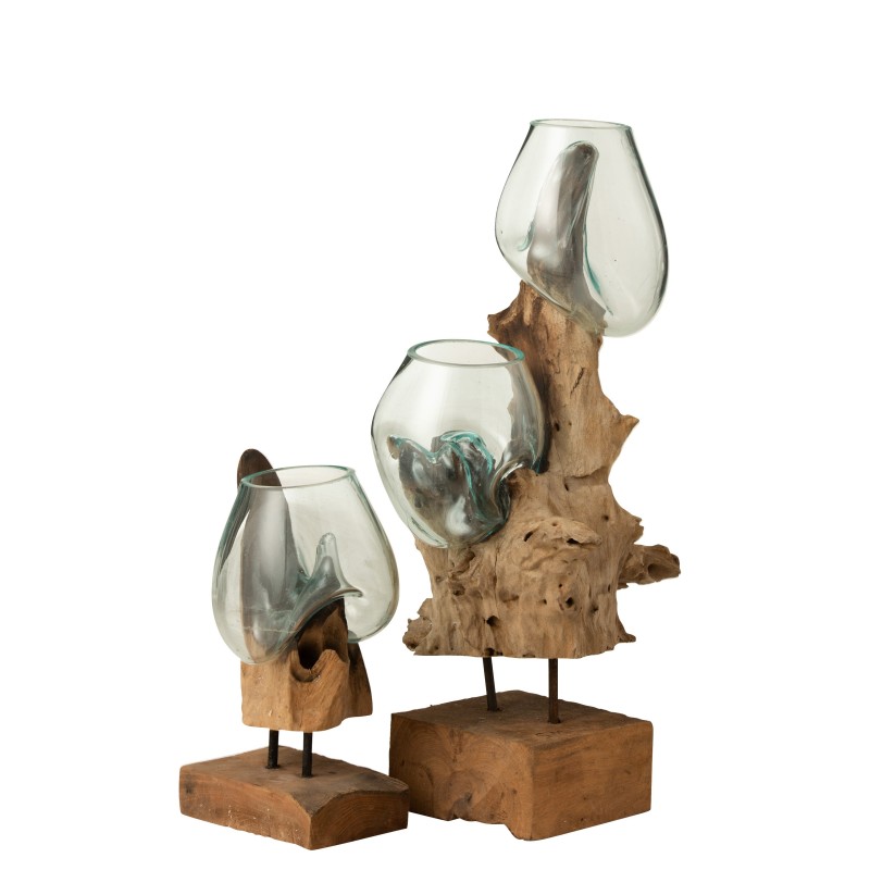 Vases sur pied en bois naturel 42x35x54 cm