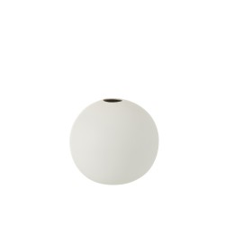 Vase boule en céramique blanc mat D18cm