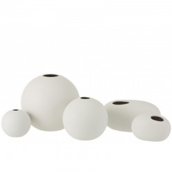 Vase boule en céramique blanc mat