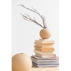 Vase boule en céramique beige D18cm