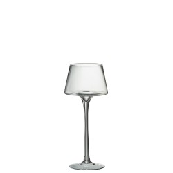 Candelabro cónico sobre base de vidrio transparente 15x15x35cm