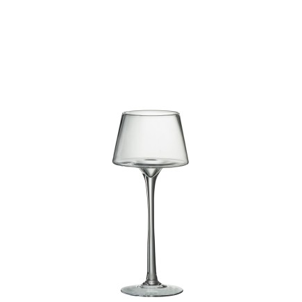Candelabro cónico sobre base de vidrio transparente 15x15x35cm