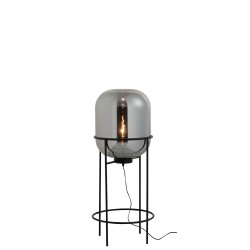 Lámpara de vidrio gris con pie de metal negro 40*96 cm